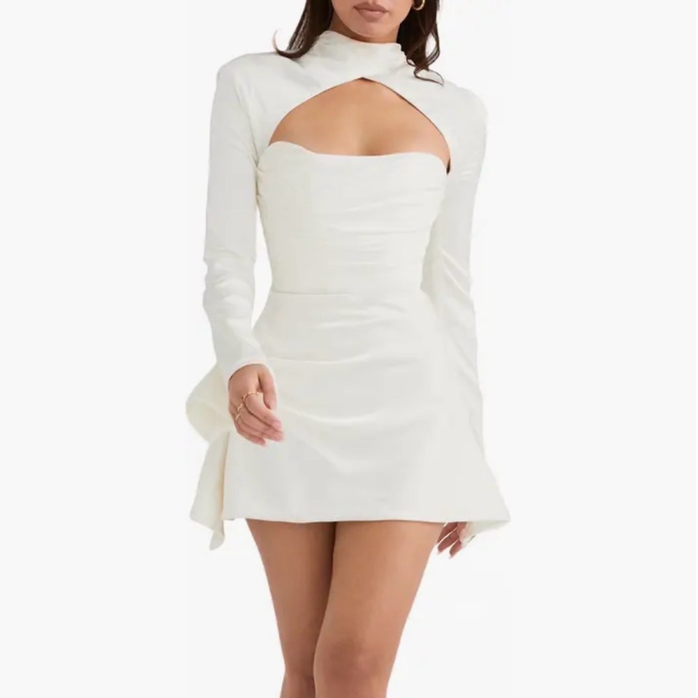 House of CB Elegant White Long Sleeve Dress